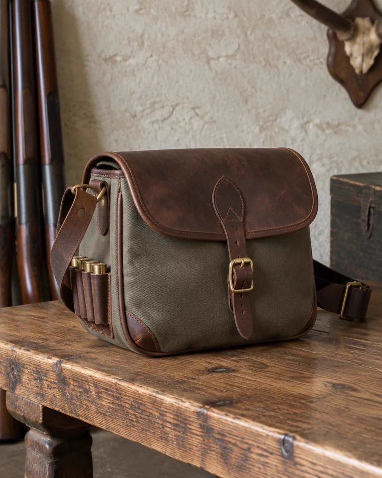 Leather and canvas cartridge bag