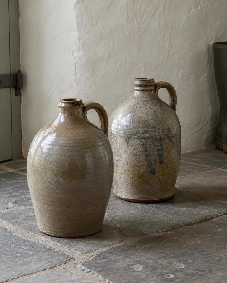 Salt-glazed stoneware flagons, pair